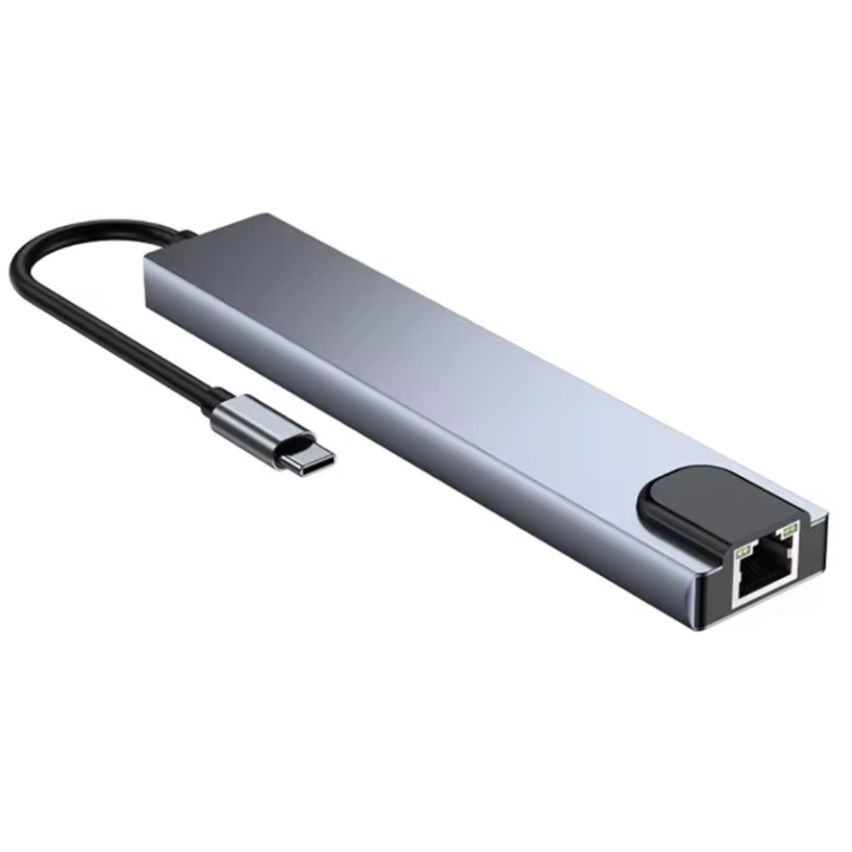 Assortix® ProHub 8 USB-C Hub – 8-in-1 Multiport Adapter – 4K HDMI – Ethernet (RJ45) – 3x USB 3.0 – SD & MicroSD – USB-C Power Delivery – Geschikt voor MacBook & Laptop
