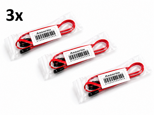 Assortix® SATA kabel x 3 stuks - Rood SATA-kabel - Serial ATA 45 cm Rood Kabel (3 stuks)