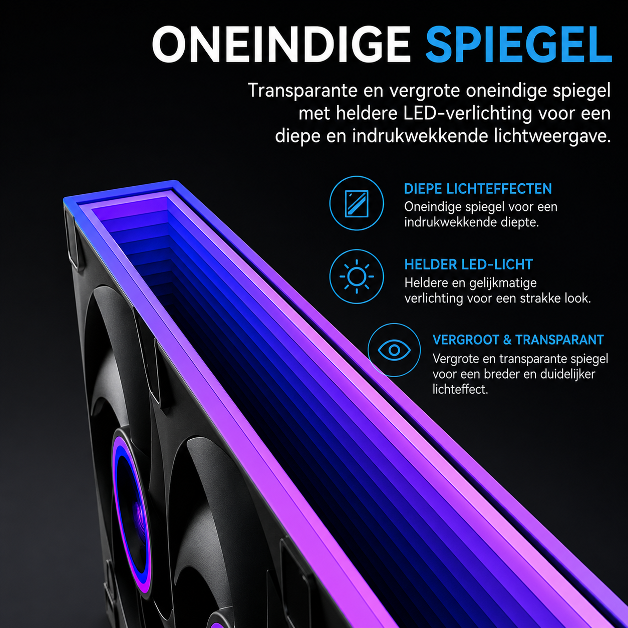 UpHere 3-in-1 ARGB PC Case Fan 120mm – 3 Geïntegreerde Ventilatoren – PWM – 5V ARGB – Zwart – Gaming PC Behuizing