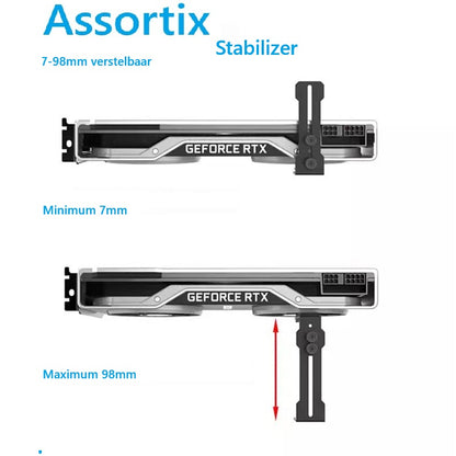 Assortix® Stabilizer – GPU Beugel / Videokaart Steun – Anti-Sag Bracket – Verstelbaar Aluminium Ontwerp – Universeel Geschikt voor Alle GPU’s