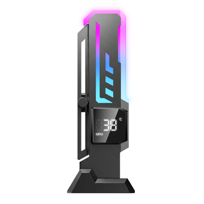Assortix® GPU Holder Z-X7 Pro – Verstelbare Grafische Kaart Steun – GPU Support Bracket – ARGB Verlichting – GPU & CPU Temperatuurdisplay – Anti-Sag – Zwart
